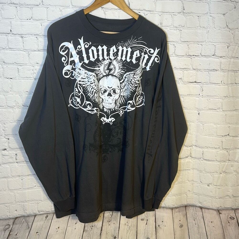 Atonement Tshirt XXL Gray Long Sleeve‎ Skull Unisex Mens